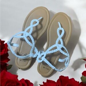 Bobbie Brooks White Braided Sandals Size M 7/8